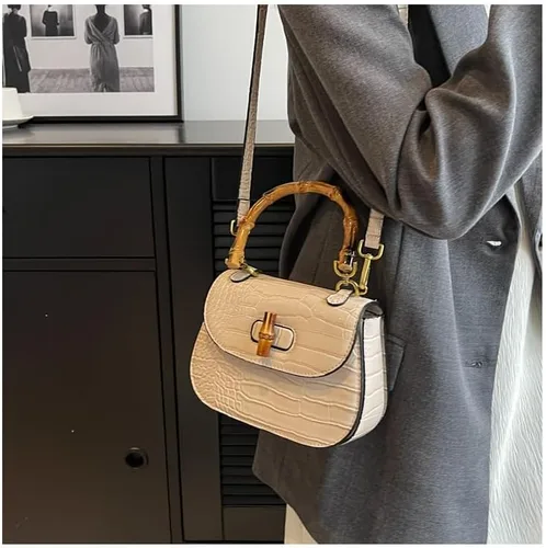 Vista 3 de Women Handbag artificial leather Bamboo Top handle Crossbody bag Elegant Purse Evening bag Gift for Women Handmade