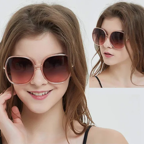 Vista 4 de ANDWOOD Lentes de sol de gran tamaño para mujer, marco ancho cuadrado, retro, moderno, protección UV
