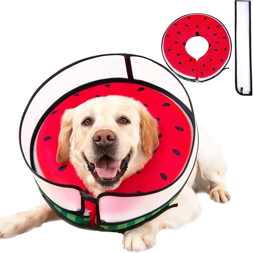 Vista 10 de Collar inflable para perro con forma de cono de perro con forma de dona de cuello suave mejorada antilamer para perros y gatos, collar de cono
