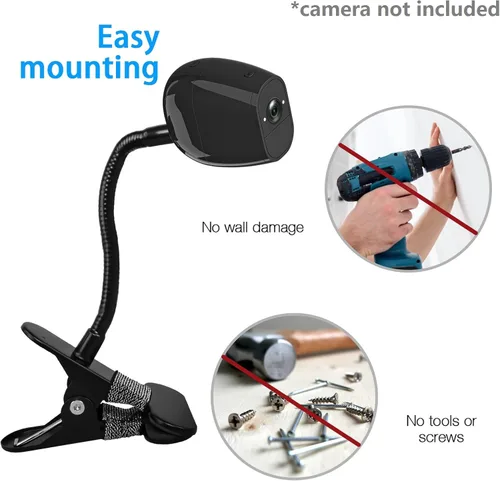 Vista 3 de Soporte de abrazadera para cámara Arlo Pro 5S/Pro 4/Pro 3/Pro 2/Essential/eufy/AOSU/Reolink y más cámara de tornillo de 1/4 pulgadas