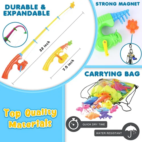 Vista 4 de Goody King Juego de pesca magnético, juguetes de piscina para niños, mesa de agua para interiores y exteriores, juguetes de fiesta de carnaval