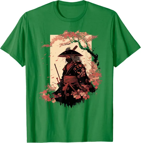Vista 53 de Camiseta estética vintage samurái de arte japonés samurái retro cereza, Negro