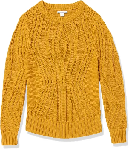 Vista 5 de Tienda Essentials Suéter trenzado 100% algodón con cuello redondo para mujer