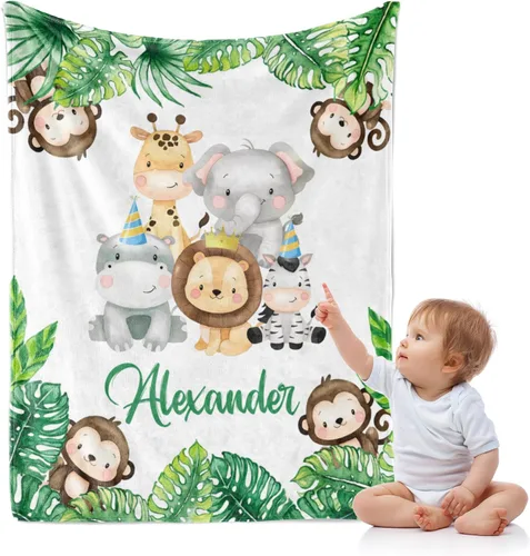 Vista 16 de J&SBGFT Manta de Bebé Personalizada para Niños - Manta con Nombre Personalizado para Niños Pequeños, Niños - Manta Decorativa de Guardería Cochecito
