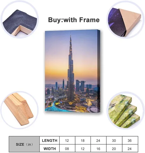 Vista 5 de Burj Khalifa - Póster de lienzo de rascacielos de Dubái Arabias, decoración de dormitorio, paisaje deportivo, oficina, habitación, regalo, póster