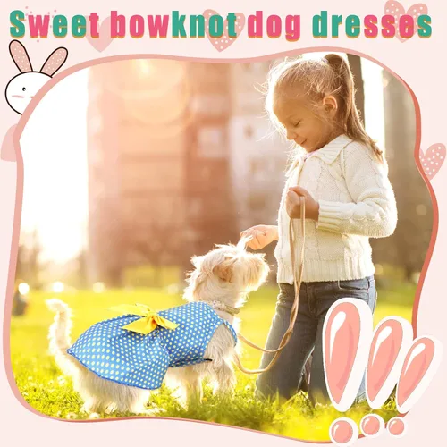 Vista 6 de Frienda 6 piezas con lazo de príncipes para cachorro, vestido floral para perro, falda, vestido de verano para mascotas, lindo vestido de verano