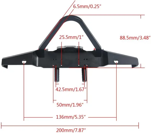Vista 2 de RCLIONS Parachoques delantero de metal RC con grillos de luces LED para TRX4, SCX10-ii 1/10 RC Crawler Car