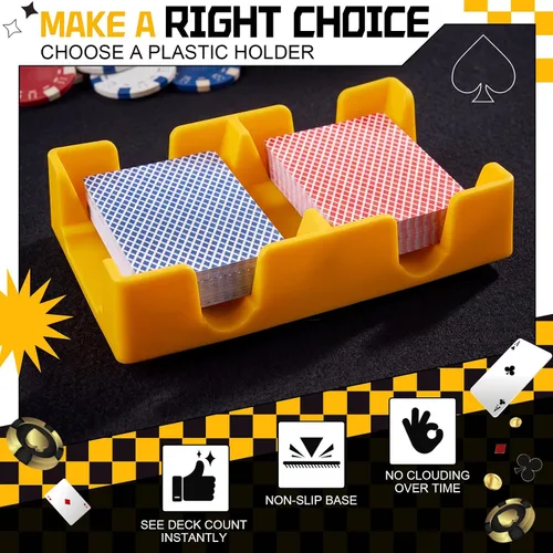 Vista 6 de Tarjetero para jugar a las cartas, giratorio 360, 2 cubiertas Amarillo