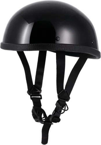 Vista 2 de Medio casco de motocicleta de estilo retro, diseño clásico, medio casco de motocicleta, certificado por DOT 01Negro