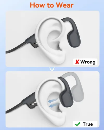 Vista 2 de SANOTO Auriculares de conducción ósea Bluetooth 5.3, auriculares de oreja abierta con reducción de ruido de doble micrófono, batería de 8 horas