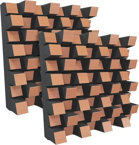 Vista 24 de (2 Pack) — Difusor de estudio acústico de sonido «Sirius» 2D QRD Difusión - Reflexión - Absorción - Insonorización - Aislamiento Panel de arte