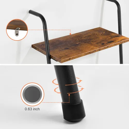 Vista 5 de Escalera para Mantas de 5 Niveles Apoyada en la Pared con Estante Escalera Decorativa para Mantas Estante de Metal Escalera Inclinada para Toallas