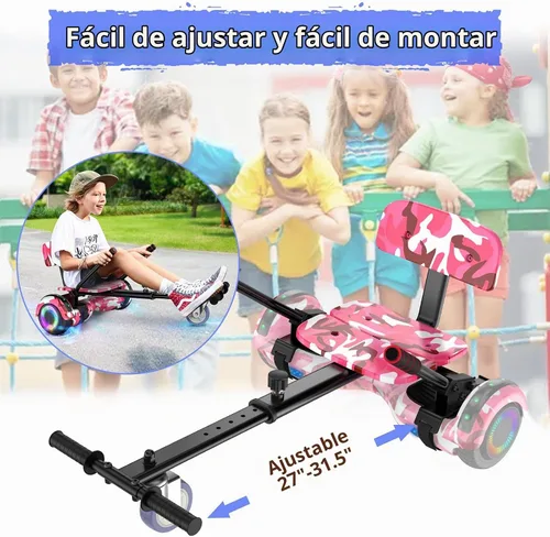 Vista 7 de LIEAGLE Self-Balancing Scooter with Seat Attachment Adjustable Frame All-Terrain Go Kart with LED Lights, Bluetooth Speaker, 7.75 MPH Max Speed