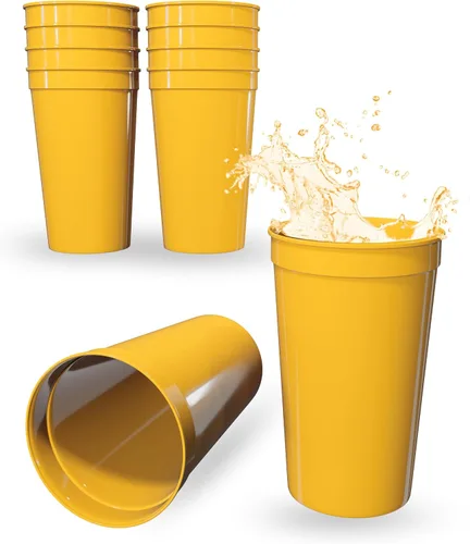 Vista 91 de PartyPrints Paquete de 100 vasos pequeños de plástico en blanco reutilizables de 10 a 12 onzas, vasos de estadio a granel, sin BPA, aptos