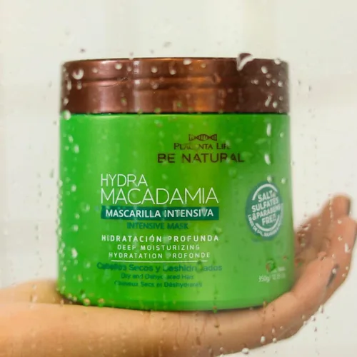 Vista 4 de PLACENTA LIFE BE NATURAL HYDRA MACADAMIA - Mascarilla hidratante profunda para cabello seco y dañado. (12.35 onzas)
