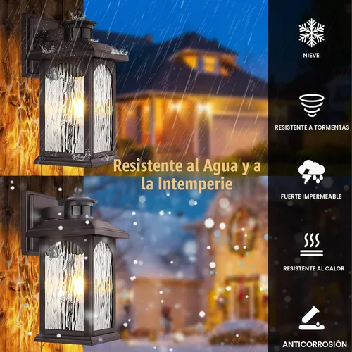 Vista 5 de FILIYANO - Lámpara de pared para exteriores con sensor de movimiento, bronce aceitado, 1 paquete