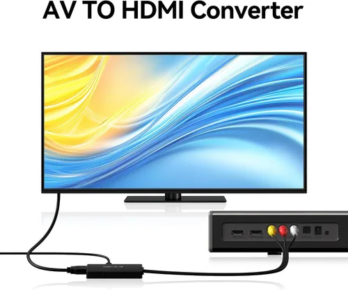 Vista 3 de Convertidor RCA macho a HDMI, adaptador compuesto CVBS AV a HDMI, interruptor de salida Full HD 720P/1080P para DVD, STB, VCR