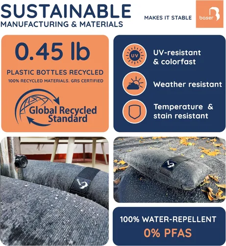 Vista 4 de Baser Bolsas de peso rectas rellenables de 2 x 33 libras rellenables para sombrillas de patio, voladizos y accesorios de jardín Gris-oscuro
