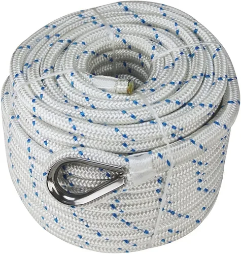 Vista 15 de Extreme Max 3006.2514 BoatTector - Línea de anclaje de nailon con doble trenza con dedal, 1/2" x 150', color blanco con trazador azul Blanco con azul