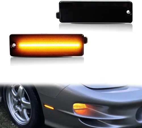 Vista 9 de ADIIL Lentes ahumadas oscuras ámbar LED de señalización de luces de señal de parachoques reflectoras compatibles con Pontiac Firebird Trans Am