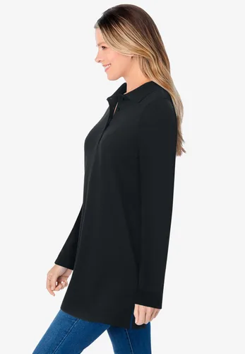 Vista 4 de Woman Within Polo de manga larga para mujer, talla grande