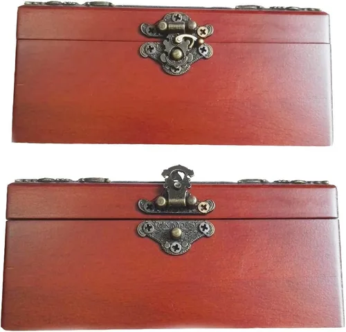 Vista 7 de FnLy Caja musical de madera con cuerda de encaje antiguo de 18 notas con movimiento chapado en oro, música de Elfen Lied Dorado