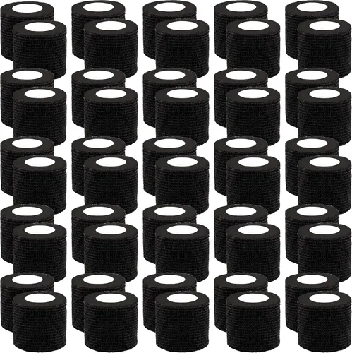 Vista 8 de BQTQ 50 rollos de vendaje autoadhesivo de 1 pulgada, color negro, cinta autoadhesiva para esguinces de hinchazón de muñeca y tobillo Breathable