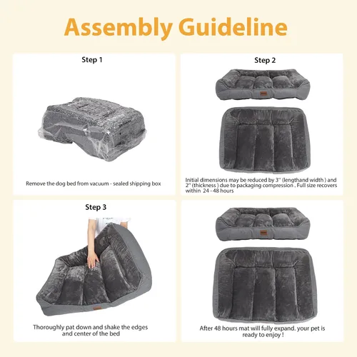 Vista 4 de [Usado] Cama Ortopédica para Perros para Perros Extra Grandes - Cama Sofá para Perros Impermeable de Espuma Viscoelástica con Lados, Camas para Gris