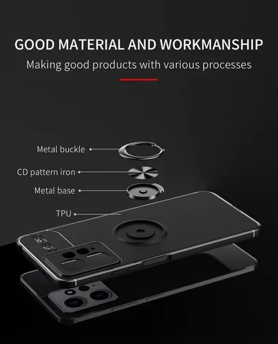 Vista 3 de Funda Para Xiaomi Redmi Note 12 4G (6.67"), Con [ 1 x Protector De Cristal De Pantalla], KJYF Soporte De Anillo Giratorio De 360 ° Cubierta