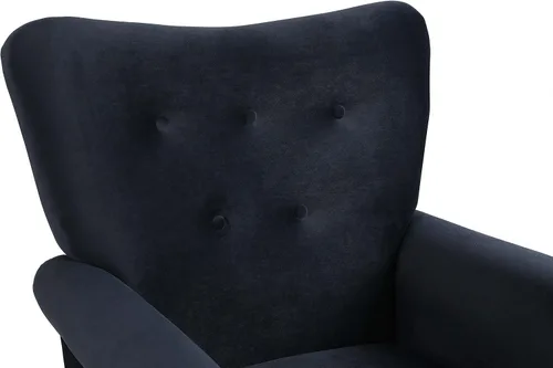 Vista 7 de Silla mecedora con respaldo de ala, cómoda silla mecedora con brazos de cojín, mecedoras tapizadas con botón acolchado para sala de estar