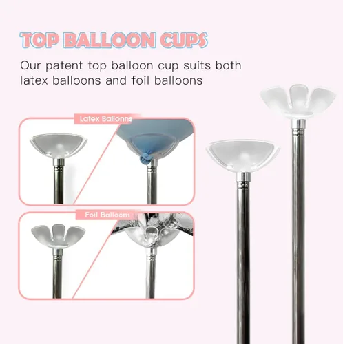 Vista 10 de YALLOVE Paquete de 2 soportes de columna de globos de metal ajustables