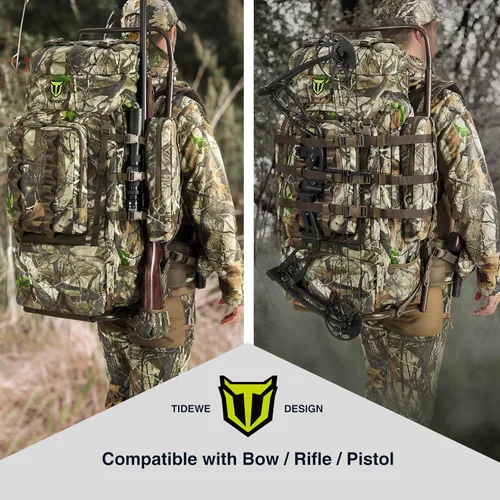 Vista 7 de TIDEWE Mochila de caza para hombres, paquete de marco externo 90L para caza Next Camo G2