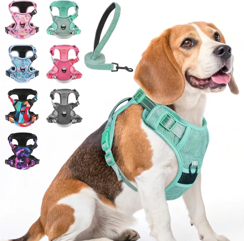 Vista 11 de BEAUTYZOO Arnés para perro sin tirones pequeño, juego de arnés y correa ajustable para perro - Fácil de usar con 3 hebillas/mango de control, arnés