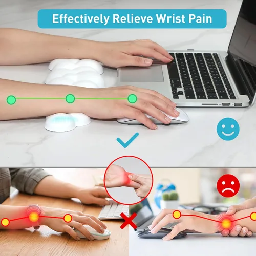 Vista 4 de Cloud - Teclado reposamuñecas – Espuma viscoelástica con soporte de muñeca de piel sintética para teclados de computadora, diseñado ergonómicamente