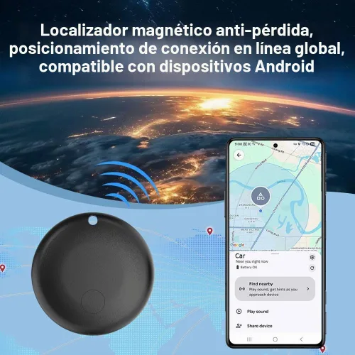 Vista 2 de Undetectable GPS Tracker for Vehicles, Bluetooth Tracker Tag IP67 Waterproof, No Monthly Fee, Magnetic Car Tracker, Global Tracking for Cars Bikes