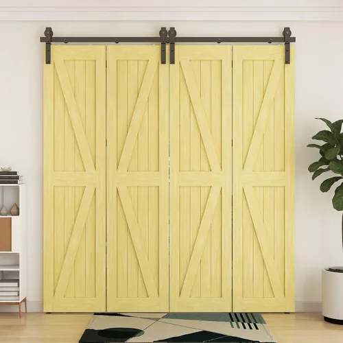 Vista 7 de Kit de herrajes para puertas correderas de granero de 48 pulgadas, kit de rodillos de alta resistencia de 4 pies para puertas de 11 pulgadas x 4
