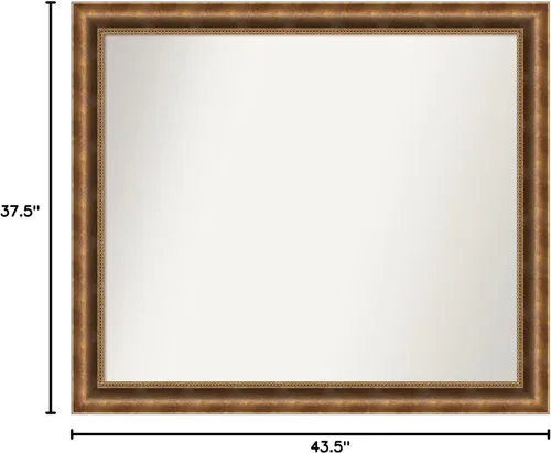 Vista 361 de Amanti Art Espejo de pared personalizado no biselado (25 x 25 pulgadas), marco de bronce acentuado, varios tamaños personalizados, espejo de baño