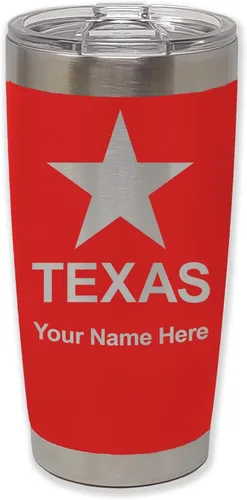 Vista 38 de LaserGram Vaso aislado al vacío de 20 onzas, bandera de Texas, grabado personalizado incluido (negro)