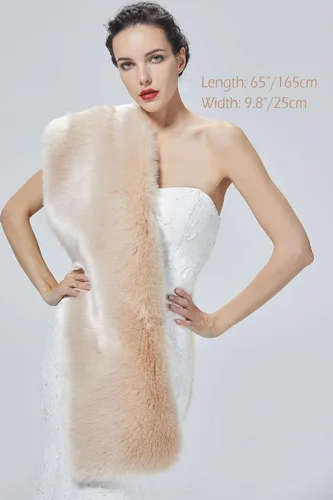 Vista 3 de BEAUTELICATE Chal de piel sintética para mujer, abrigo de piel suave para eventos de boda de invierno