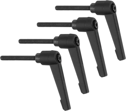 Vista 15 de uxcell 4 perillas ajustables M5 x 0.472 in, rosca macho, botón de trinquete, bloqueo rápido, perno giratorio para maquinaria de torno, color negro