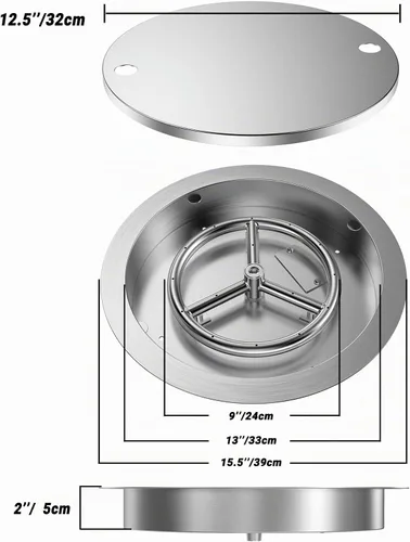 Vista 2 de Skyflame - Sartén de acero inoxidable de 13 pulgadas con anillo de quemador