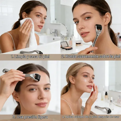 Vista 4 de Derma Roller - Rodillo de microagujas de titanio para rostro y cuerpo