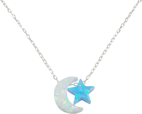 Vista 6 de Martinuzzi Accessories Collar de luna y estrella de ópalo con cadena de plata de ley 925