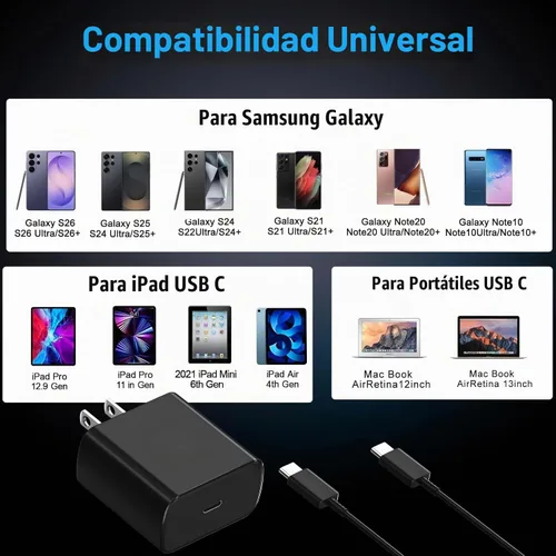 Vista 5 de Cargador USB C de 60 W Samsung, cargador tipo C de carga súper rápida de 60
