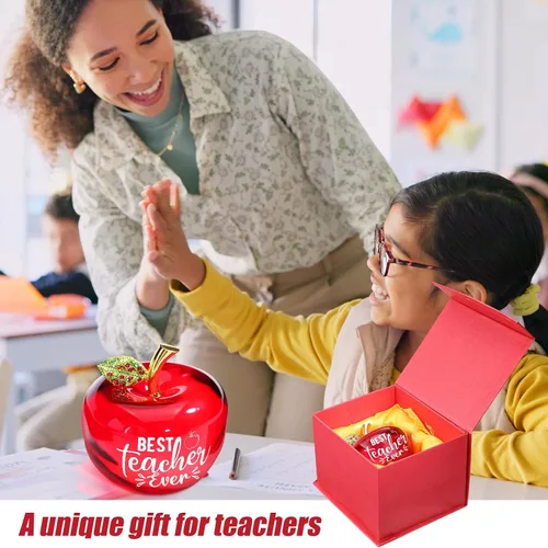 Vista 6 de Yookeer Regalos de agradecimiento para profesores, pisapapeles acrílico de manzana de 3 pulgadas, el mejor regalo para profesores, regalo