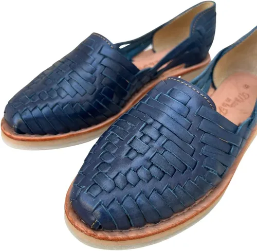 Vista 4 de Mexico en la Piel Sandalias Huarache de cuero. Zapatos planos cómodos para mujer.