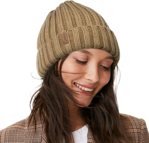 Vista 25 de FURTALK - Gorros de invierno con forro polar para mujer, gorro de punto grueso con calavera, gorro de nieve para mujer Beige