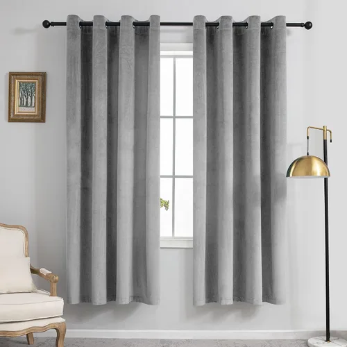 Vista 20 de VANASEE Cortinas de terciopelo gris oscuro para dormitorio, 63 pulgadas de largo, cortinas opacas para oscurecer la habitación, cortinas