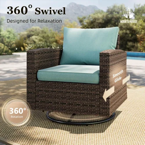 Vista 118 de HERA'S HOUSE - Juego de muebles para patio con mesa para fogata, muebles de mimbre para exteriores, sofá de conversación con asientos profundos