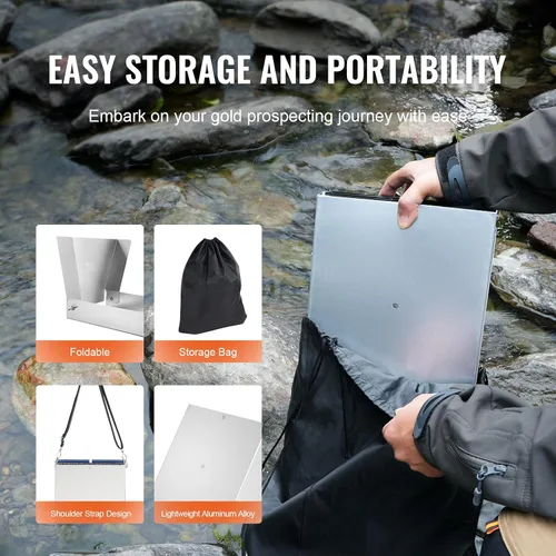 Vista 6 de VEVOR Kit Completo de Caja de Esclusa para Bateo de Oro, Equipo de Minería de Oro de Aleación de Aluminio Plegable de 50", Kit de Prospección de Oro